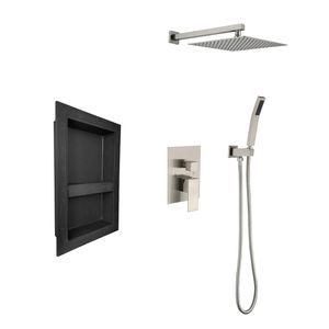 Rain <b>Shower</b> <b>Head</b> <b>Hand</b> <b>Shower</b> <b>Head</b> Set with Water Control Valve Bracket Hose and Niche for Bathroom Sets - Product Image 1