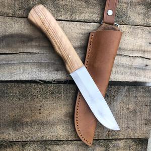 Cuchillo de Caza Artesanal de Acero Inoxidable de Grado Industrial, Hoja de Punta Caída, Mango de Madera, Hoja Fija, Funda de Cuero, 3 Años de Garantía - Product Image 2