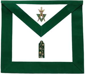 Junior Warden Allied Masonic Degrees <b>Apron</b> Green Velvet <b>White</b> Body, Adjustable Belt, Premium Regalia Wear - Product Image 6