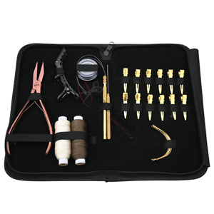 Professional Hair Extension Tools Kit with Bead Closing Opening Plier Gold Extension Installation <b>Hook</b> loop Stitching Thread set - Product Image 1