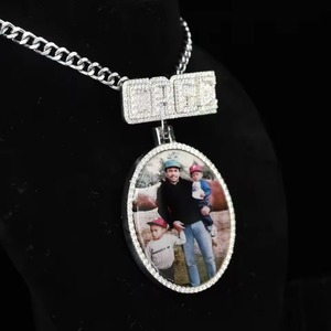 Pendentif Moissanite Iced Out avec breloques photo, en argent 925, style Hip Hop, pendentif personnalisé avec nom et lettre, pendentif cercle souvenir - Product Image 2
