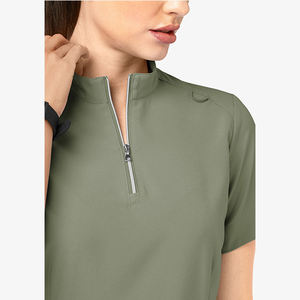 Blusa de Enfermería para Mujer, con Media Cremallera, Manga Corta, Tejido de Poliéster, Moda Verano, Blusa Sanitaria de Alta Calidad - Product Image 6