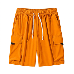 Pantalones Cortos Cargo para Hombre, Color Sólido, Cintura con Cordón, Secado Rápido, Tela Oxford, Estilo Casual, Diseño con Bolsillos - Product Image 6