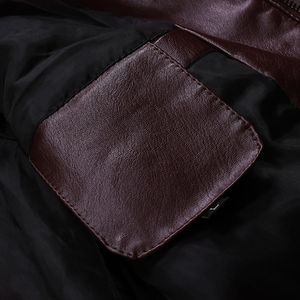 2026 <b>Men</b>’s Classic Stand Collar Maroon Color New Arrival Hand Made Comfortable <b>Thin</b> Genuine Leather Zipper <b>Men's</b> <b>Jackets</b> - Product Image 5