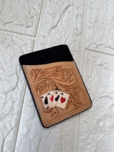 ที่ใส่บัตรเครดิตหนังเทียมสไตล์ตะวันตกสีน้ำตาลสำหรับทุกเพศ - Product Image 2