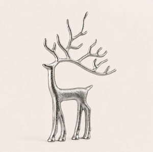 Custom Wholesale Textured Silver Metal <b>Christmas</b> Deer Statue Minimalist Reindeer Sculpture For Interior Home Decor Scandinavian - Product Image 1