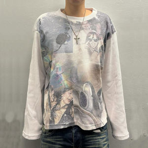 เสื้อยืดแขนยาวคอกลมทรงพื้นฐานสำหรับผู้ชาย ผ้าวาฟเฟิล ลายกราฟิกวินเทจ ซักแบบพิเศษ พิมพ์ลายตามสั่งแบบ OEM ยี่ห้อ Flexure - Product Image 3
