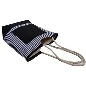 Sac de plage en toile de coton 10 oz, personnalisable, tendance, imprimé rayures, rembourré en EVA, avec poignée intérieure en corde doublée - Product Image 3