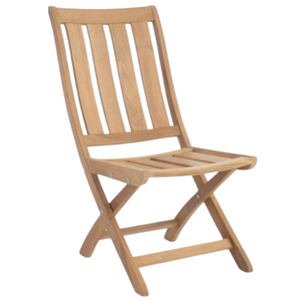 Chaise pliante d'appoint en teck avec design à lattes et base en X, chaise de salle à manger d'extérieur en bois - Product Image 1