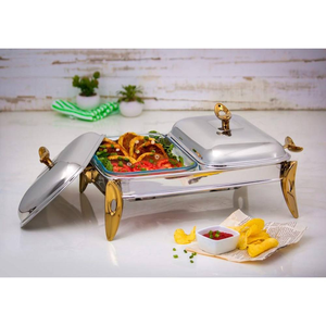Juego de Buffet Dos en Uno, Recipiente para Calentar Comida de Acero Inoxidable con Acabado Antiguo, Nueva Llegada, Súper Calidad - Product Image 3