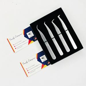 Somofy Enterprises Matte Silver Fiber Tip Stainless Steel 10mm Durable Precision Eyelash Tweezers Set for DIY <b>Cluster</b> <b>Lash</b> - Product Image 4