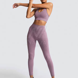 Ensemble de yoga sans couture de haute qualité pour femmes, 2 pièces, vêtements de sport pour la gym - Product Image 2