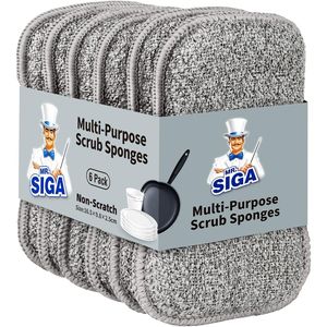 Confezione da 6 Spugne Lavabili a Doppio Lato per Lavaggio Piatti, Lunga Durata, per Uso in Cucina - Product Image 1