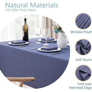 Tovaglia Rettangolare Impermeabile Antimacchia in Tessuto Decorativo Effetto Lino Antipiega per Tavolo Rustico - Product Image 4