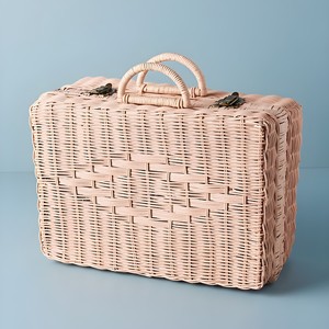 Ute-maleta de ratán rosa, maletín hecho a mano, organizador de sauce, cestas de maletero de almacenamiento con asa - Product Image 1