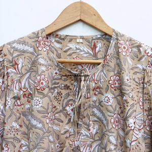 Beautiful floral Cotton Block Printed dress Dress For Casual wear Hand Block Printed Dress - Product Image 4