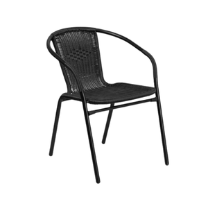 Chaise de jardin en rotin noir, siège de salle à manger extérieur, fauteuils pour villa, hôtel, restaurant - Product Image 5