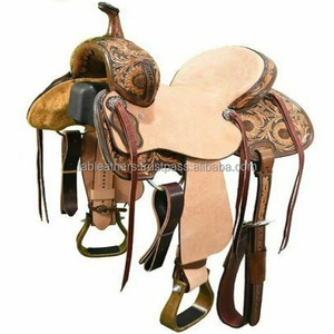 Hermosamente tallado hecho a mano de cuero genuino Western Pleasure Trail Riding Horse Saddle para montar carreras al por mayor a granel - Product Image 1