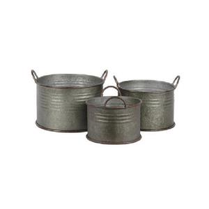Maceta de Metal con Diseño Único, Maceta Redonda Galvanizada con Asa para Hogar, Jardín, Patio, Maceta Decorativa - Product Image 1