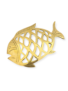 Socle de cuisson en laiton décoratif en forme de poisson, résistant à la chaleur, compatible four, support de casserole, protection de table de cuisine, design nautique, ustensile de cuisine - Product Image 4
