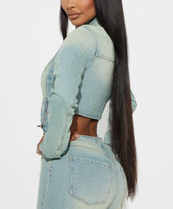 Factory Custom-made Women's Winter Denim Jackets Breathable Woven Stonewashed Reversible Eco-Friendly 340g Polyester/Cotton - Product Image 4