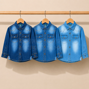 Camisas de Mezclilla de Algodón y Spandex de Primera Calidad Resistentes a la Decoloración, Hechas en Bangladesh, Lote de Ropa Sobrante, Camisas de Mezclilla para Niños y Niñas al por Mayor - Product Image 4