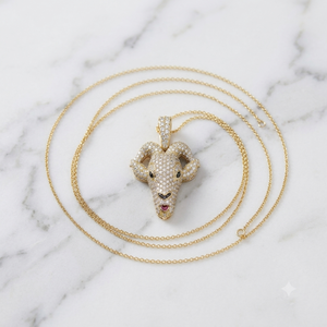 Unisex Iced Goat Animal Face Fine Jewelry <b>Pendant</b> Charms Natural Diamond Necklace Custom 925 Silver <b>Gold</b> plated Hip Hop Jewelry - Product Image 3