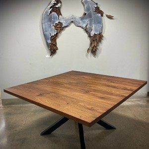 Juego de Mesa de Comedor Moderno de Madera de Mango Sólida, Hecho a Mano, Ecológico, para 4 Personas, Cuadrado, Acabado Miel, Estilo Industrial - Product Image 2
