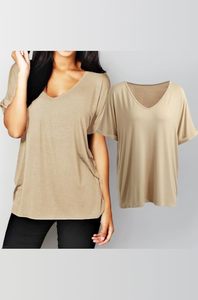 T-shirt vintage confortable pour femme, col en V, manches courtes, séchage rapide, léger, polyvalent, idéal pour l'été - Product Image 3