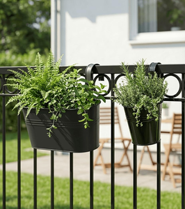Metal Planter Pot Hanging Pot Iron Flower Pots Hanger <b>For</b> Flower Green Plant <b>Outdoor</b> Indoor <b>Garden</b> Decor Planter Pot Hanger - Product Image 5