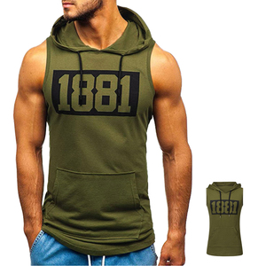 Débardeur à capuche sans manches pour homme, idéal pour la gym, l'entraînement musculaire, le fitness, le sport et les loisirs, 100% coton - Product Image 1