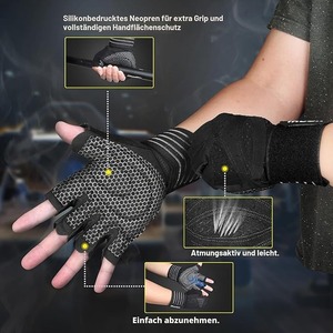 Gants de musculation ventilés avec support de poignet, protection complète de la paume, en néoprène, pour hommes et femmes, pour la musculation et le fitness - Product Image 4