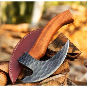 Hache artisanale Burraq en acier au carbone avec manche en bois de rose et étui en cuir, hache à pizza pour l'extérieur, cadeau idéal pour la fête des pères - Product Image 2