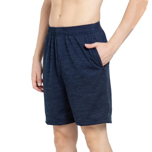 Men's Navy Solid Knitted Bermuda Shorts <b>Elastic</b> Waist Pockets Casual Breathable Mid Rise Short Pants - Product Image 2