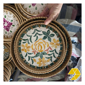 Bandeja de ratán con incrustaciones de nácar hecha a mano en Vietnam para decoración del hogar, exhibiciones de hoteles y colecciones de regalos para boutiques. - Product Image 6