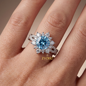Anillo de Compromiso de Lujo con Zafiro Azul y Diamante Cultivado en Laboratorio, Plata 925, Oro 14K/18K, Certificado IGI, Joyería Personalizada para Mujer - Product Image 3
