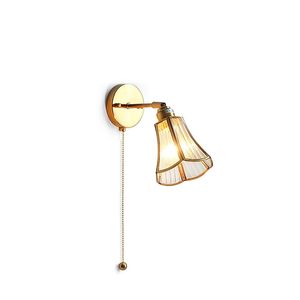 Modern Iron Wall Sconce with Vertical Glass Shade and Pull Chain Switch Hanging Durable - Product Image 2