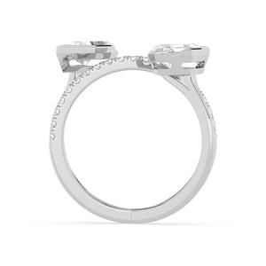 Elegant 9k rose gold lab grown diamond ring round cut bezel fashion side stone half bezel <b>step</b> cut bypass stylish female jewelry - Product Image 2