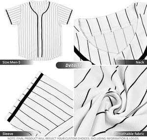 Custom White and Black Pinstripe Baseball Jersey Performance Button Down Athletic Uniform <b>Shirt</b> for Team Events - Product Image 4