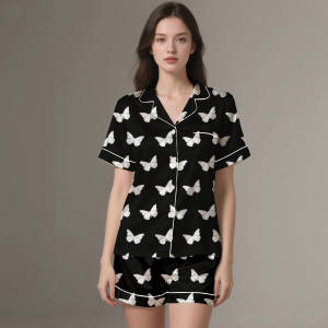 Conjunto de Pijama de Seda y Satén para Mujer con Logotipo Personalizado, Transpirable, de Alta Calidad, Suave y Lujoso, para Primavera/Verano, con Cintura Elástica, 2 Piezas - Product Image 5