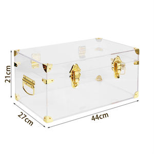 Modern Transparent Acrylic Golden Supplier Trunk Box <b>Storage</b> clear Acrylic Trunk with Gold Metal Accessories Decor - Product Image 5