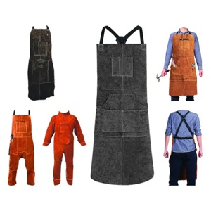 Leather craft <b>apron</b> <b>with</b> a large front pouch for holding hand tools and a soft suede interior for all day wear - Product Image 5