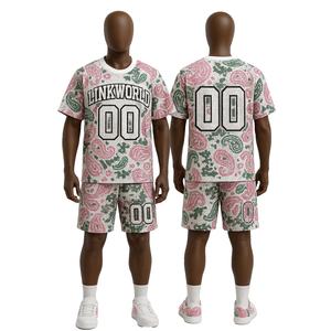 Ensemble short d'été personnalisé t-shirt imprimé style américain surdimensionné et short respirant tenue deux pièces à la mode - Product Image 1