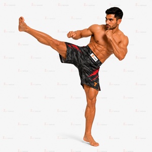 กางเกงกีฬา MMA ผ้าโพลีเอสเตอร์ผสมสแปนเด็กซ์ 175 GSM ทนทาน ยืดหยุ่น เหมาะสำหรับฝึกซ้อมต่อสู้ เอวยางยืด รับผลิตตามแบบ OEM แบรนด์ส่วนตัว - Product Image 3