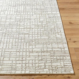 พรมขนสัตว์ทอมือลายตารางสีเบจกลาง สำหรับตกแต่งห้องนั่งเล่นและสำนักงาน หนา 0.55 นิ้ว - Product Image 4