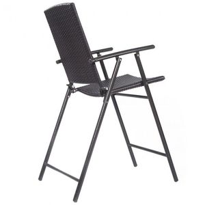 Contemporary Nordic <b>Bar</b> <b>Stools</b> <b>Set</b> <b>of</b> <b>4</b> with Footrests and Armrests Folding Rattan High Chairs for Indoor and Outdoor Use - Product Image 5
