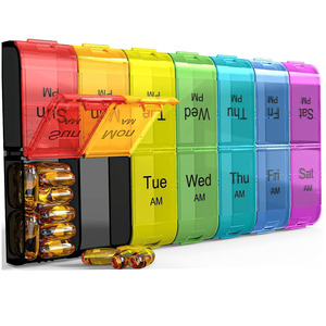 Organizzatore di Pillole Extra Large per 2 Dosi al Giorno, Portapillole Settimanale per 7 Giorni, Scatola per Medicinali Quotidiana di Grandi Dimensioni - Product Image 1