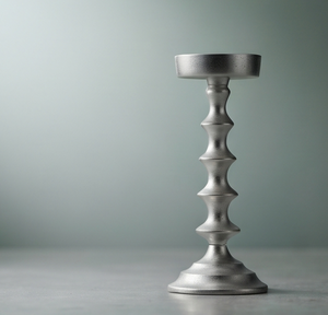 Silver Stacked Node Metal Candle Holder Texture Casting Decor Home <b>Table</b> <b>Centerpieces</b> Wholesale - Product Image 5
