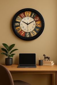 Vintage Double Face Metal Wall <b>Clock</b> Round <b>Battery</b> Powered Analog Hanging <b>Clock</b> 10 Inch for Living Room - Product Image 2