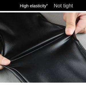 Pantalones de Piel Sintética con Cachemira para Mujer, Otoño/Invierno 2024, Gruesos y Forrados de Felpa, Cintura Alta, Ajustados, Cálidos, Leggings Negros - Product Image 5